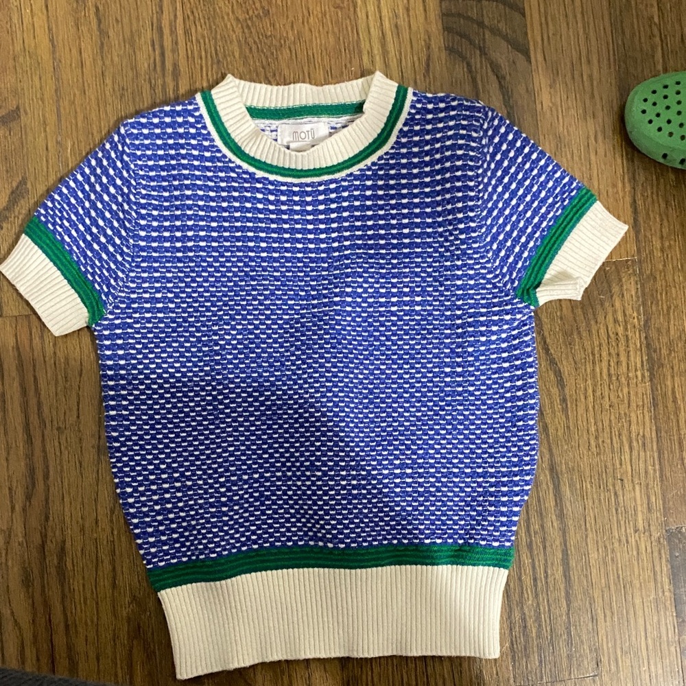 Motu Blue and Cream Kids Knit Top